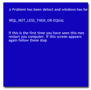 Blue Screen Error Windows XP Vista 7